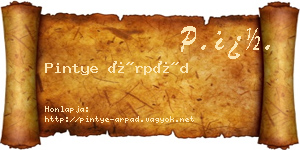 Pintye Árpád névjegykártya