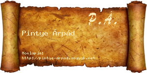 Pintye Árpád névjegykártya